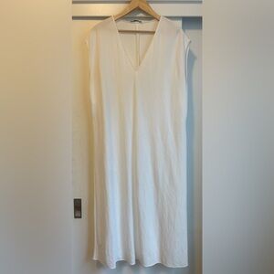 Minimalist White Midi Maxi Dress with Drop Sleeves